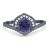 Art Deco Round Natural Stone Leaf Style Ring