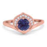 Art Deco Round Natural Stone Leaf Style Ring