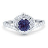 Art Deco Round Natural Stone Leaf Style Ring