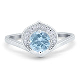 Art Deco Round Natural Stone Leaf Style Ring