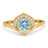 Art Deco Round Natural Stone Leaf Style Ring