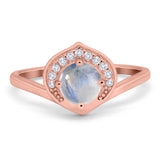 Art Deco Round Natural Stone Leaf Style Ring