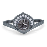 Art Deco Round Natural Stone Leaf Style Ring