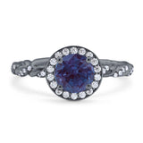 Art Deco Round Natural Stone Halo Ring
