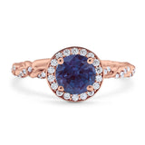 Art Deco Round Natural Stone Halo Ring