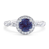 Art Deco Round Natural Stone Halo Ring
