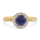 Art Deco Round Natural Stone Halo Ring