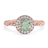 Art Deco Round Natural Stone Halo Ring