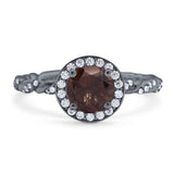 Art Deco Round Natural Stone Halo Ring
