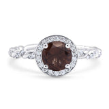 Art Deco Round Natural Stone Halo Ring