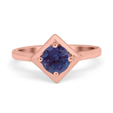Minimalist Round Natural Stone Solitaire Ring