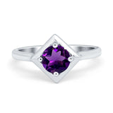 Minimalist Round Natural Stone Solitaire Ring