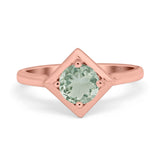 Minimalist Round Natural Stone Solitaire Ring