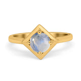 Minimalist Round Natural Stone Solitaire Ring