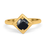 Minimalist Round Natural Stone Solitaire Ring