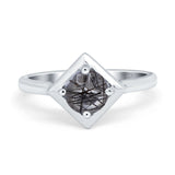 Minimalist Round Natural Stone Solitaire Ring