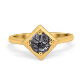Minimalist Round Natural Stone Solitaire Ring