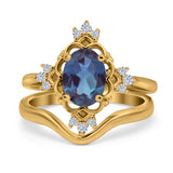 Two Piece Oval Natural Stone Bridal Ring