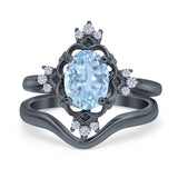 Two Piece Oval Natural Stone Bridal Ring