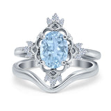 Two Piece Oval Natural Stone Bridal Ring