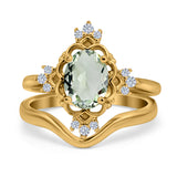 Two Piece Oval Natural Stone Bridal Ring