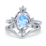Two Piece Oval Natural Stone Bridal Ring
