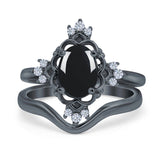 Two Piece Oval Natural Stone Bridal Ring
