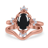Two Piece Oval Natural Stone Bridal Ring