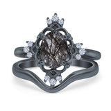 Two Piece Oval Natural Stone Bridal Ring