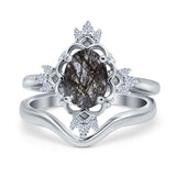 Two Piece Oval Natural Stone Bridal Ring