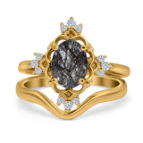 Two Piece Oval Natural Stone Bridal Ring