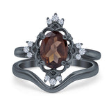 Two Piece Oval Natural Stone Bridal Ring