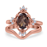 Two Piece Oval Natural Stone Bridal Ring
