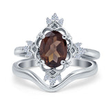 Two Piece Oval Natural Stone Bridal Ring