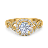 Art Deco Round Natural Stone Wedding Ring