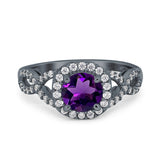 Art Deco Round Natural Stone Wedding Ring