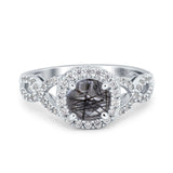 Art Deco Round Natural Stone Wedding Ring