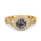 Art Deco Round Natural Stone Wedding Ring