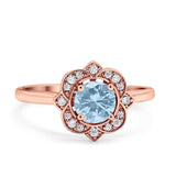 Floral Style Round Natural Stone Ring