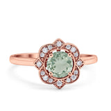 Floral Style Round Natural Stone Ring