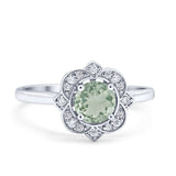 Floral Style Round Natural Stone Ring