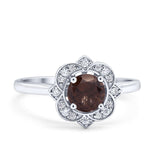 Floral Style Round Natural Stone Ring