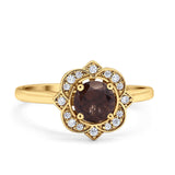 Floral Style Round Natural Stone Ring