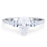 Pear Teardrop Natural Stone Trio Ring