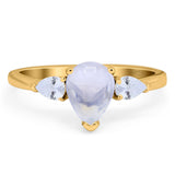 Pear Teardrop Natural Stone Trio Ring