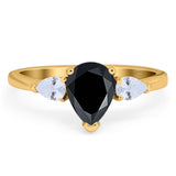 Pear Teardrop Natural Stone Trio Ring