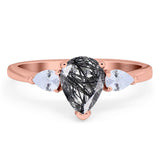 Pear Teardrop Natural Stone Trio Ring