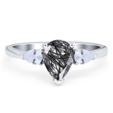 Pear Teardrop Natural Stone Trio Ring