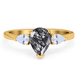 Pear Teardrop Natural Stone Trio Ring