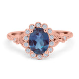 Art Deco Oval Natural Stone Floral Ring